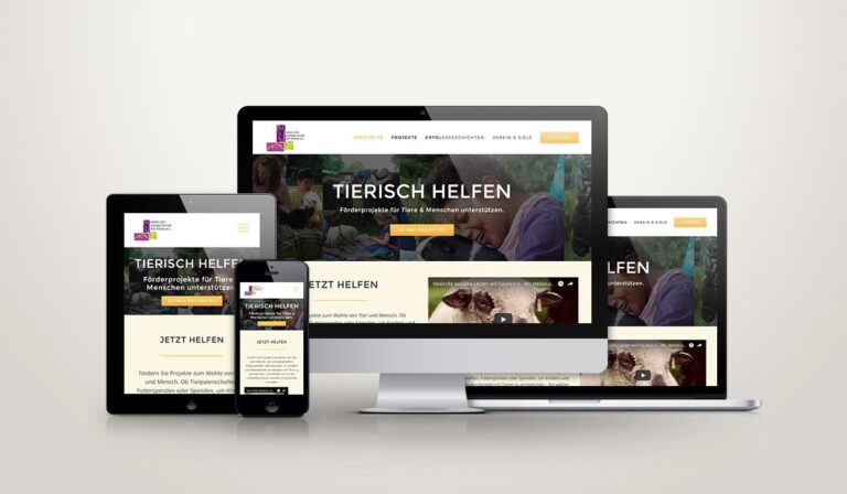 Responsive Mockup Verein für soziales Lernen mit Tieren